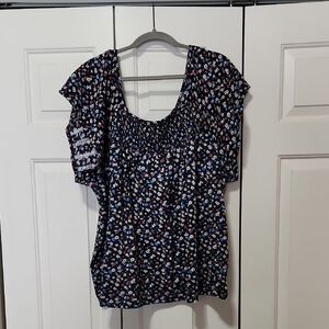 Lane Bryant Dark Blue Floral Top